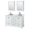 Custom image for White with Matte Black Trim / White Carrara Marble, Oval Sink / Medicine Cabinets
