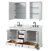 Custom image for White with Matte Black Trim / White Carrara Marble, Rectangular Sink / Medicine Cabinets