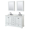Custom image for White with Matte Black Trim / White Carrara Marble, Rectangular Sink / Medicine Cabinets