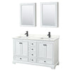 Custom image for White with Matte Black Trim / Giotto Quartz, Rectangular Sink / Medicine Cabinets