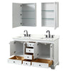 Custom image for White with Matte Black Trim / Giotto Quartz, Rectangular Sink / Medicine Cabinets
