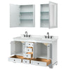 Custom image for White with Matte Black Trim / White Cultured Marble, Rectangular Sink / Medicine Cabinets