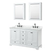 Custom image for White with Matte Black Trim / White Cultured Marble, Rectangular Sink / Medicine Cabinets