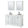 Custom image for White with Matte Black Trim / White Quartz, Rectangular Sink / Medicine Cabinets