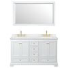 Custom image for White with Brushed Gold Trim / Carrara Cultured Marble, Rectangular Sink / 58