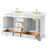 Custom image for White with Brushed Gold Trim / Carrara Cultured Marble, Rectangular Sink / No Mirror