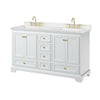 Custom image for White with Brushed Gold Trim / Carrara Cultured Marble, Rectangular Sink / No Mirror
