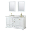 Custom image for White with Brushed Gold Trim / White Carrara Marble, Oval Sink / 24