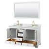 Custom image for White with Brushed Gold Trim / White Carrara Marble, Oval Sink / 58