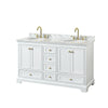 Custom image for White with Brushed Gold Trim / White Carrara Marble, Oval Sink / No Mirror