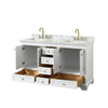 Custom image for White with Brushed Gold Trim / White Carrara Marble, Rectangular Sink / No Mirror