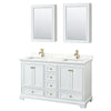 Custom image for White with Brushed Gold Trim / Giotto Quartz, Rectangular Sink / Medicine Cabinets
