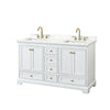 Custom image for White with Brushed Gold Trim / Giotto Quartz, Rectangular Sink / No Mirror