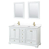 Custom image for White with Brushed Gold Trim / White Cultured Marble, Rectangular Sink / 24