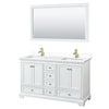 Custom image for White with Brushed Gold Trim / White Cultured Marble, Rectangular Sink / 58