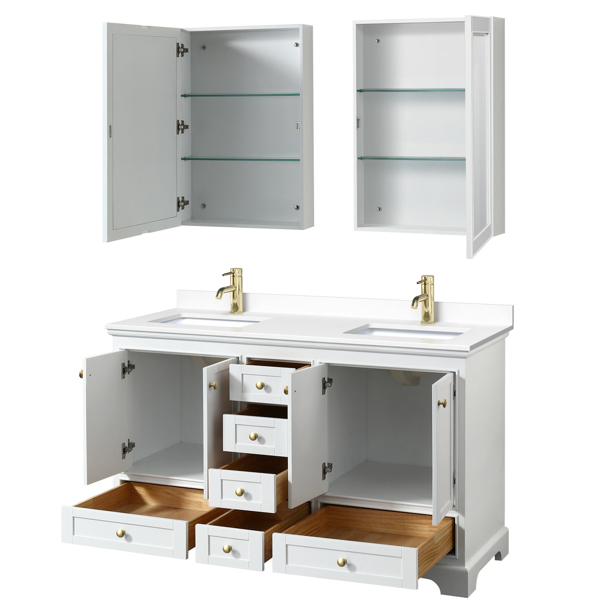 Deborah Bathroom Vanity with Countertop 60 inch Double Sink Single hol ...