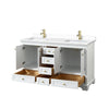 Custom image for White with Brushed Gold Trim / White Cultured Marble, Rectangular Sink / No Mirror
