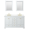 Custom image for White with Brushed Gold Trim / White Cultured Marble, Rectangular Sink / 24