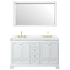 Custom image for White with Brushed Gold Trim / White Cultured Marble, Rectangular Sink / 58