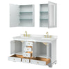 Custom image for White with Brushed Gold Trim / White Cultured Marble, Rectangular Sink / Medicine Cabinets