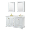 Custom image for White with Brushed Gold Trim / White Cultured Marble, Rectangular Sink / Medicine Cabinets