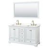 Custom image for White with Brushed Gold Trim / White Quartz, Rectangular Sink / 58