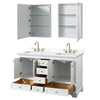 Custom image for White with Brushed Gold Trim / White Quartz, Rectangular Sink / Medicine Cabinets
