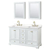 Custom image for White with Brushed Gold Trim / White Quartz, Rectangular Sink / Medicine Cabinets