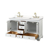 Custom image for White with Brushed Gold Trim / White Quartz, Rectangular Sink / No Mirror