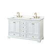Custom image for White with Brushed Gold Trim / White Quartz, Rectangular Sink / No Mirror
