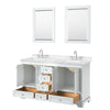 Custom image for White with Polished Chrome Trim / Carrara Cultured Marble, Rectangular Sink / 24