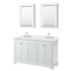 Custom image for White with Polished Chrome Trim / Carrara Cultured Marble, Rectangular Sink / Medicine Cabinets