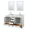 Custom image for White with Polished Chrome Trim / White Carrara Marble, Rectangular Sink / 24