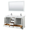 Custom image for White with Polished Chrome Trim / White Cultured Marble, Rectangular Sink / 58