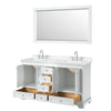 Custom image for White with Polished Chrome Trim / White Cultured Marble, Rectangular Sink / 58