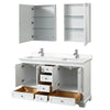 Custom image for White with Polished Chrome Trim / White Quartz, Rectangular Sink / Medicine Cabinets