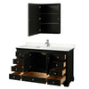 Custom image for Dark Espresso with Polished Chrome Trim / Carrara Cultured Marble, Rectangular Sink / Medicine Cabinet