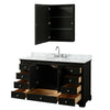 Custom image for Dark Espresso with Polished Chrome Trim / White Carrara Marble, Oval Sink / Medicine Cabinet