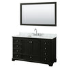 Custom image for Dark Espresso with Polished Chrome Trim / White Carrara Marble, Rectangular Sink / 58