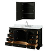 Custom image for Dark Espresso with Polished Chrome Trim / White Carrara Marble, Rectangular Sink / Medicine Cabinet