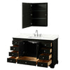Custom image for Dark Espresso with Polished Chrome Trim / Giotto Quartz, Rectangular Sink / Medicine Cabinet