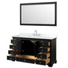 Custom image for Dark Espresso with Polished Chrome Trim / White Cultured Marble, Rectangular Sink / 58