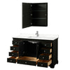 Custom image for Dark Espresso with Polished Chrome Trim / White Quartz, Rectangular Sink / Medicine Cabinet