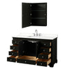 Custom image for Dark Espresso with Polished Chrome Trim / White Quartz, Rectangular Sink / Medicine Cabinet