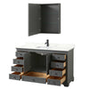 Custom image for Dark Gray with Matte Black Trim / Giotto Quartz, Rectangular Sink / Medicine Cabinet