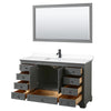 Custom image for Dark Gray with Matte Black Trim / White Cultured Marble, Rectangular Sink / 58