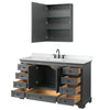 Custom image for Dark Gray with Matte Black Trim / White Cultured Marble, Rectangular Sink / Medicine Cabinet