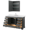Custom image for Dark Gray with Polished Chrome Trim / Carrara Cultured Marble, Rectangular Sink / Medicine Cabinet