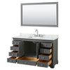 Custom image for Dark Gray with Polished Chrome Trim / White Carrara Marble, Rectangular Sink / 58