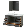 Custom image for Dark Gray with Polished Chrome Trim / White Carrara Marble, Rectangular Sink / Medicine Cabinet